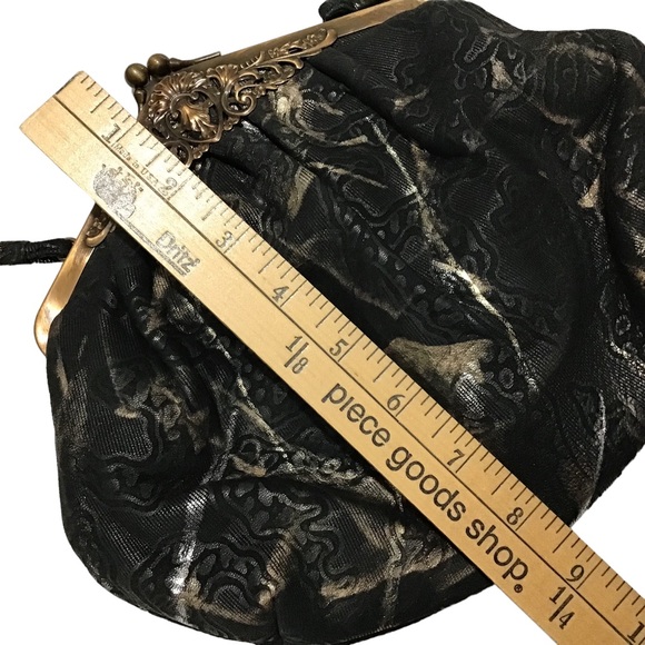 Fancy Nancy Handbag Patterned Fabric Scrolled Decorative Metal Purse - Picture 9 of 13